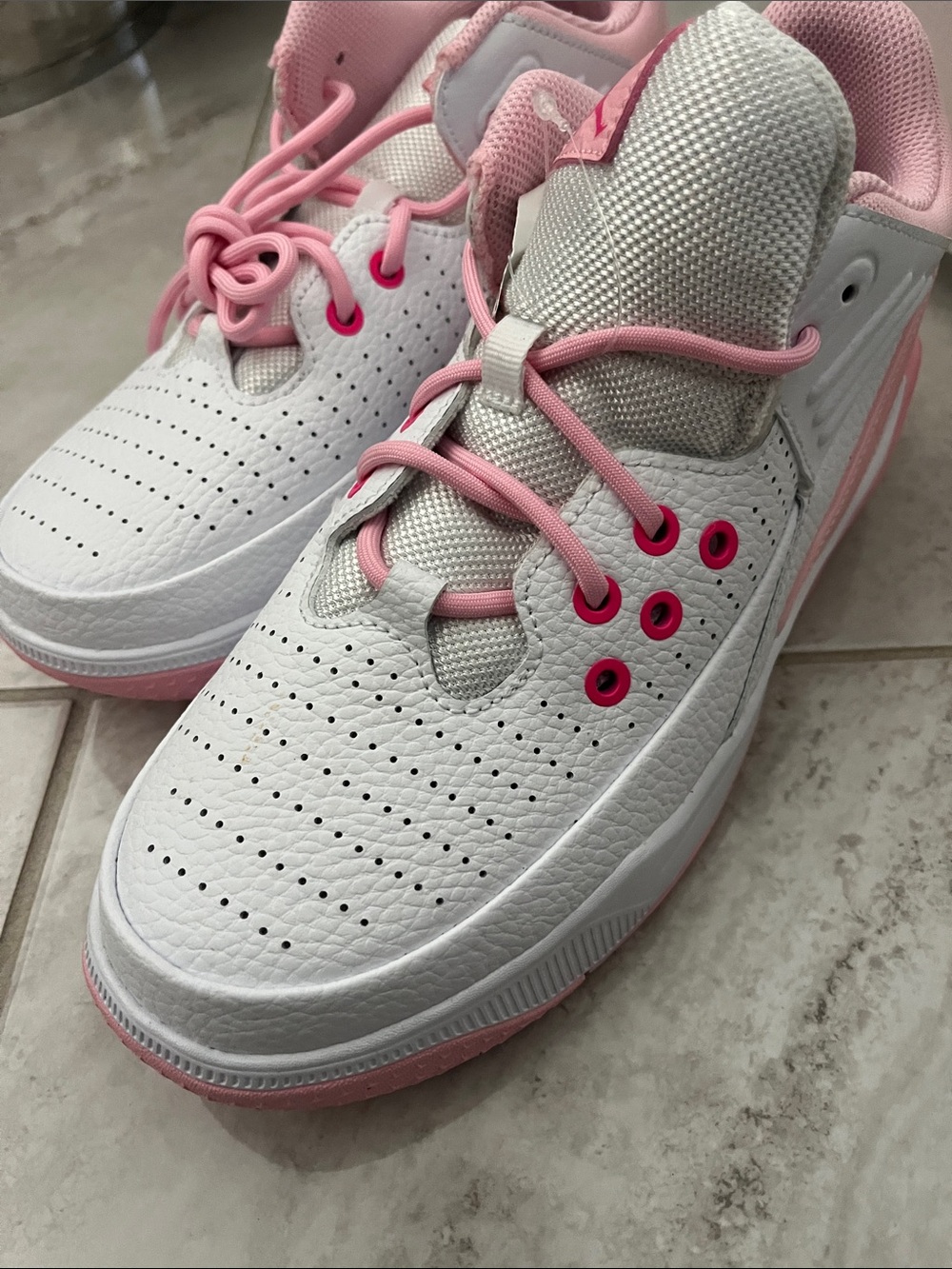 Kids White and Pink Athletic Sneakers - Lightweight Comfort